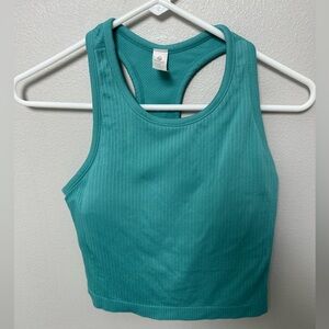 90 Degree Teal Ribbed Racerback Workout Top